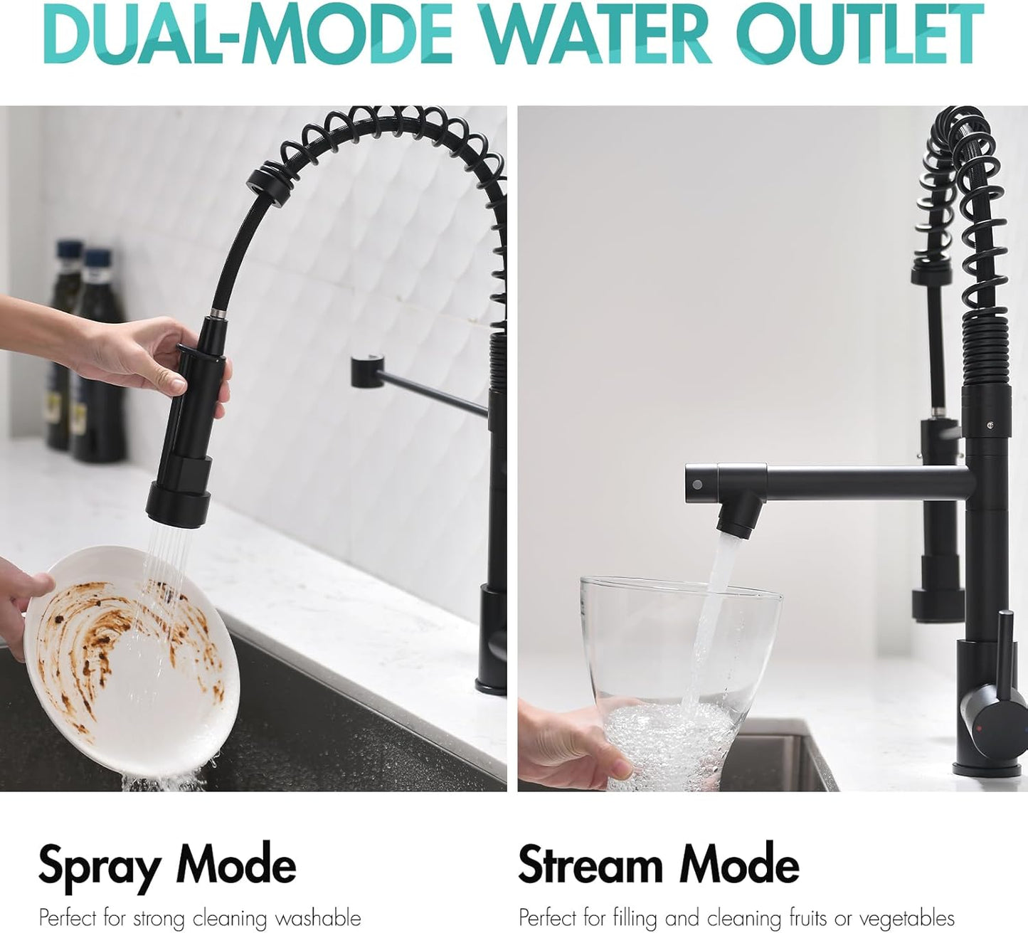 Kitchen Faucet,Kitchen Faucets with Pull down Sprayer Commercial Style Single Handle Matte Black Kitchen Faucet with Sprayer