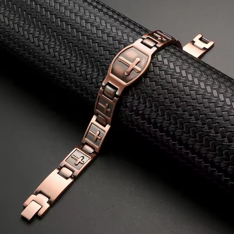 Couple-Style Pure Copper Bracelet, Super Magnetic Cross-Shaped Bracelet, 99.99% Pure Copper Magnetic Bracelet, Equipped with Size Measurement Tools