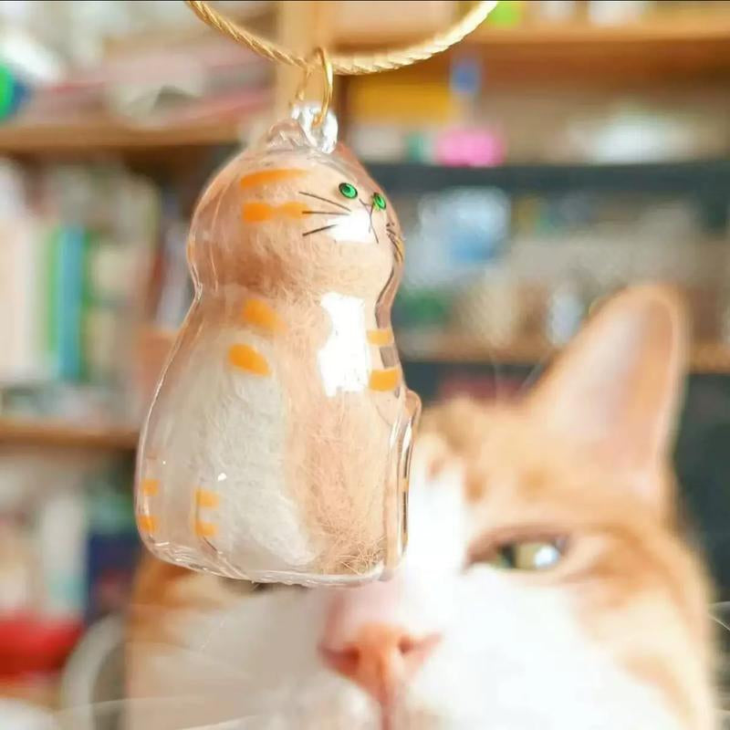 Cute Cat Fur Memory Charm – Shaped Charm for Collecting Pet Fur, Memorial Gift for Cat Lovers, Keychain or Necklace Decoration