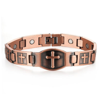 Couple-Style Pure Copper Bracelet, Super Magnetic Cross-Shaped Bracelet, 99.99% Pure Copper Magnetic Bracelet, Equipped with Size Measurement Tools