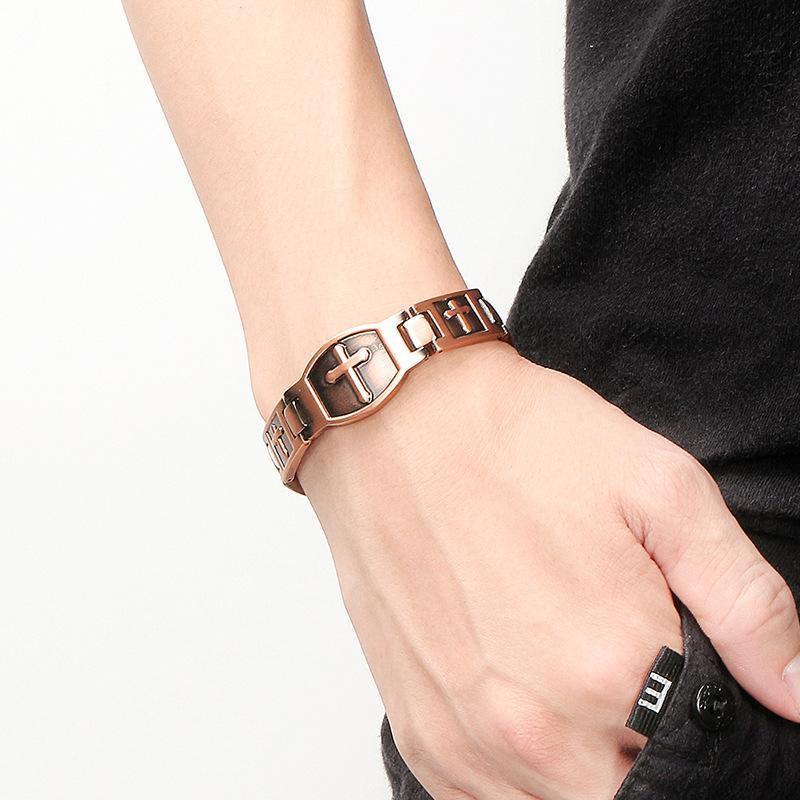 Couple-Style Pure Copper Bracelet, Super Magnetic Cross-Shaped Bracelet, 99.99% Pure Copper Magnetic Bracelet, Equipped with Size Measurement Tools
